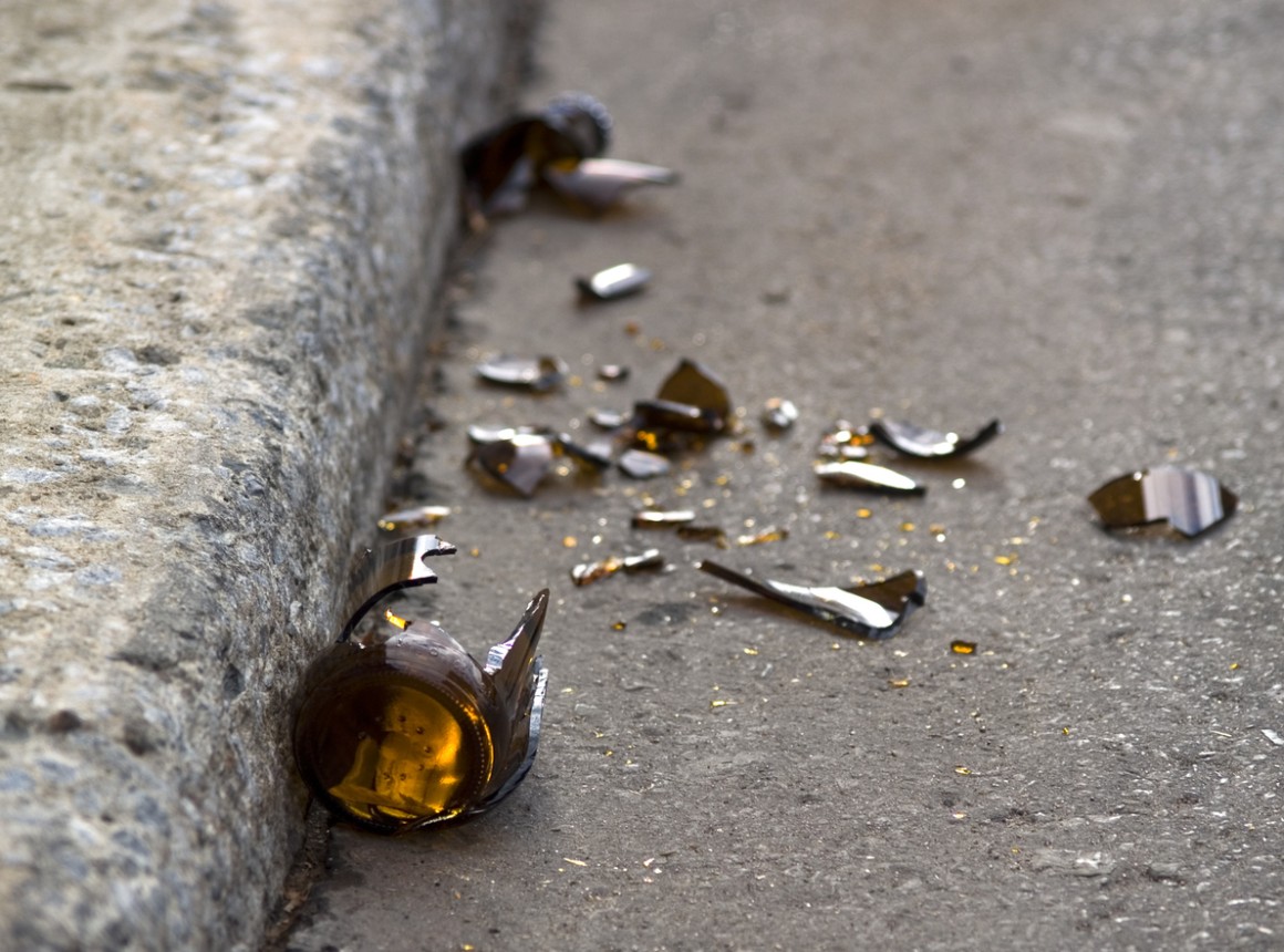 broken bottle on road